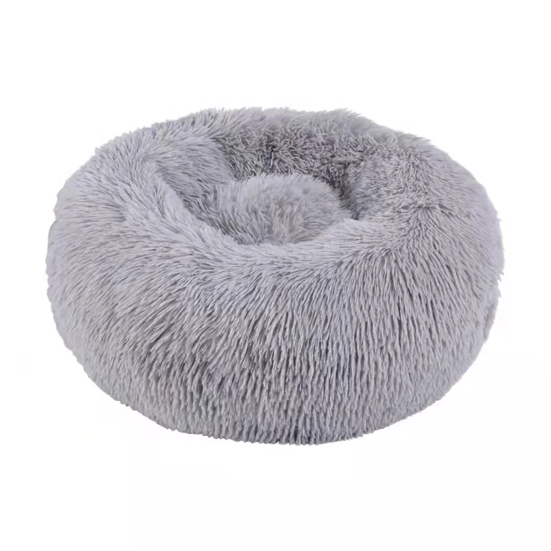 2022 Amazon Faux Fur Ultra Soft Washable Cushion Fluffy Cat Bed Pet Beds, Washable Plush Round Eco Friendly Sofa Luxury Dog Bed