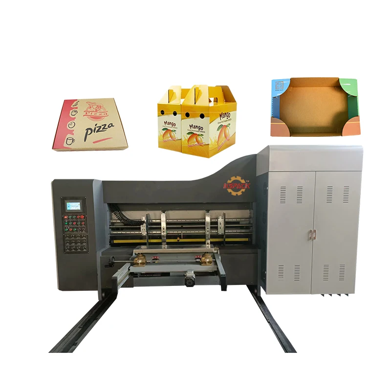 automatic paper products corrugated carton box pizza box  printing machine three color printing slotter die cutting machine