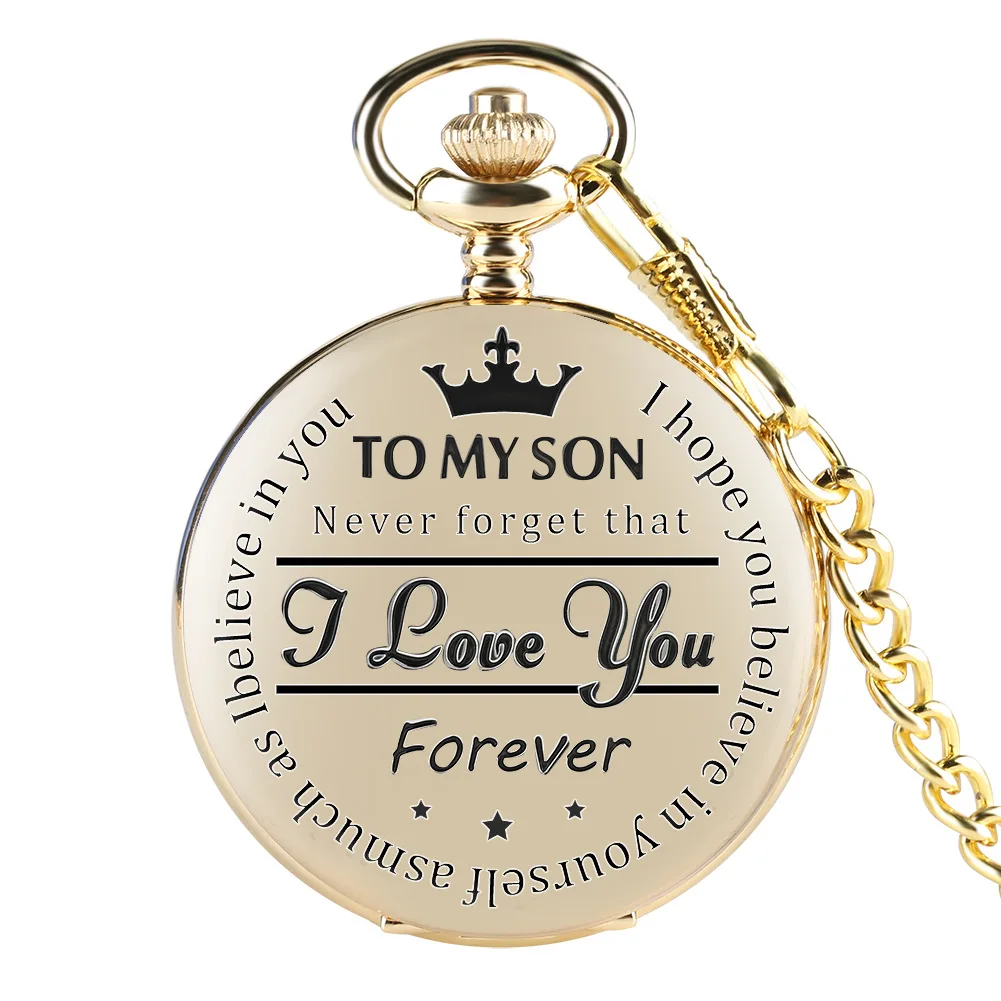 
New Engraved Son Gifts Personalized Pattern Vintage Quartz Pocket Watch with Chain 