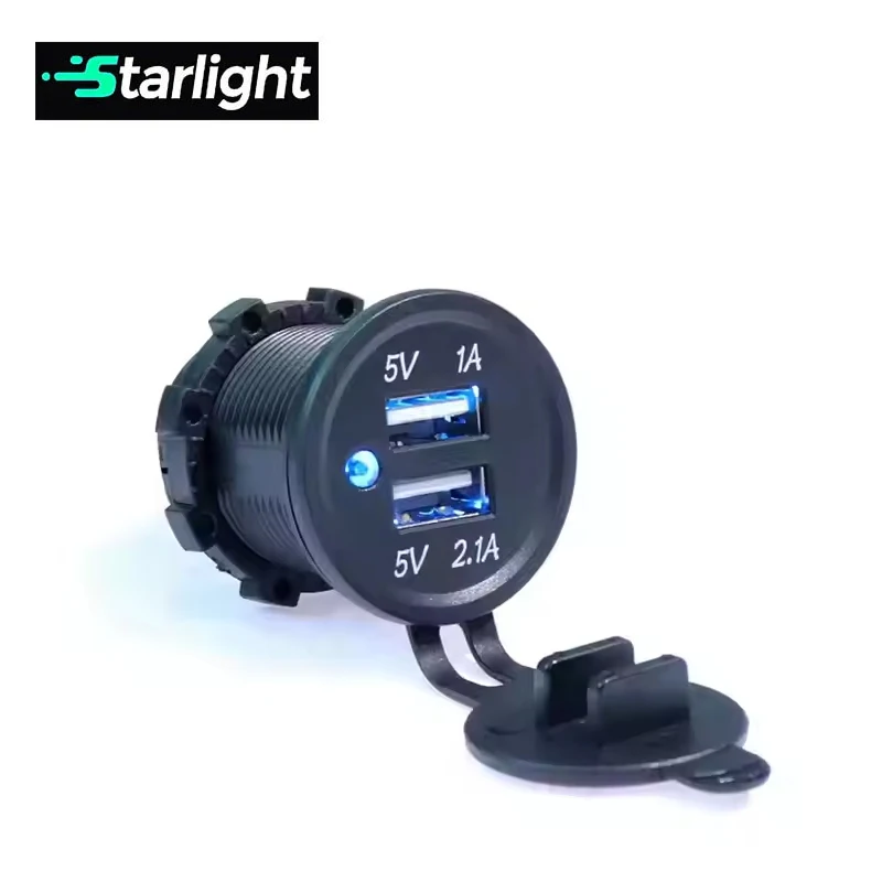 DC12V USB розетка для мотоцикла 3.1A двойной USB порт автомобильное зарядное устройство розетка с синей светодиодной подсветкой для Maine Boat Rv Car