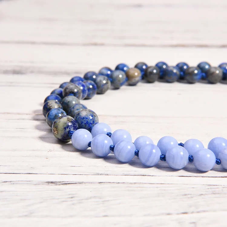 Natural 8MM Lava Stone Tiger Eye Bead Designs Necklace 108 Mala Bead Necklace Tassel Bangs Necklace