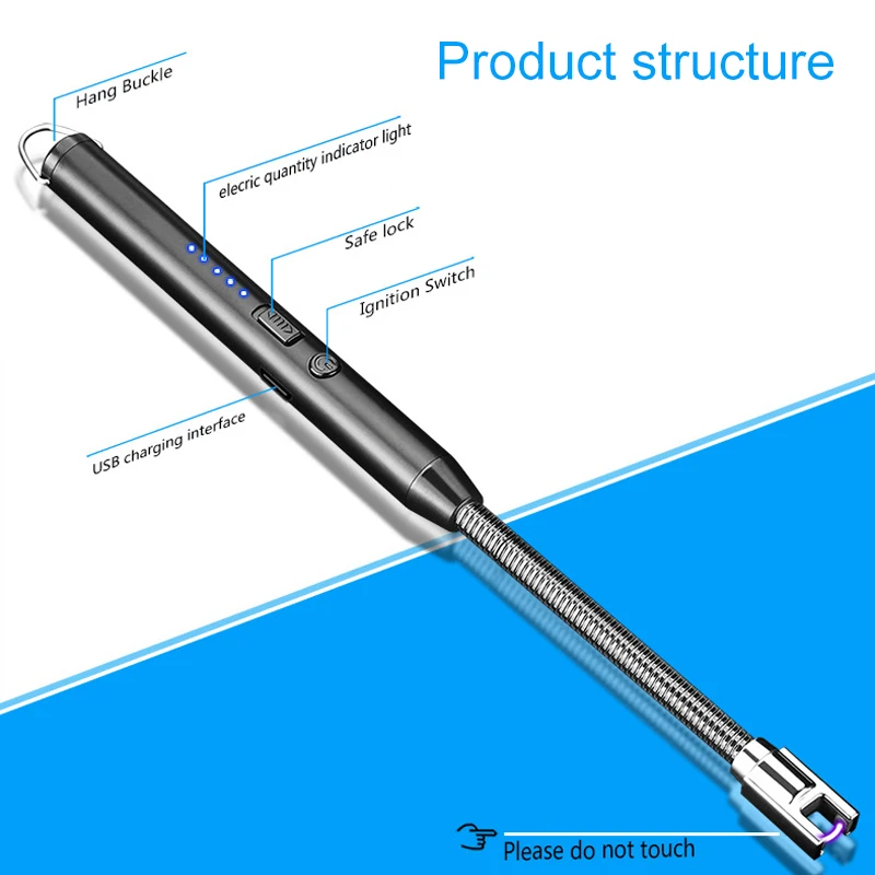 Free Customized LOGO Pulse Hose Lighter Curved Arc Igniter 360 Rotating Arc Lighter Rechargeable USB Electric Lighter For Stove