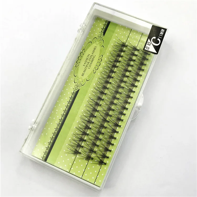 wholesale 10D 0.10c natural thick curl thickness fan silk lashes individual eyelash extensions lash packaging box with logo