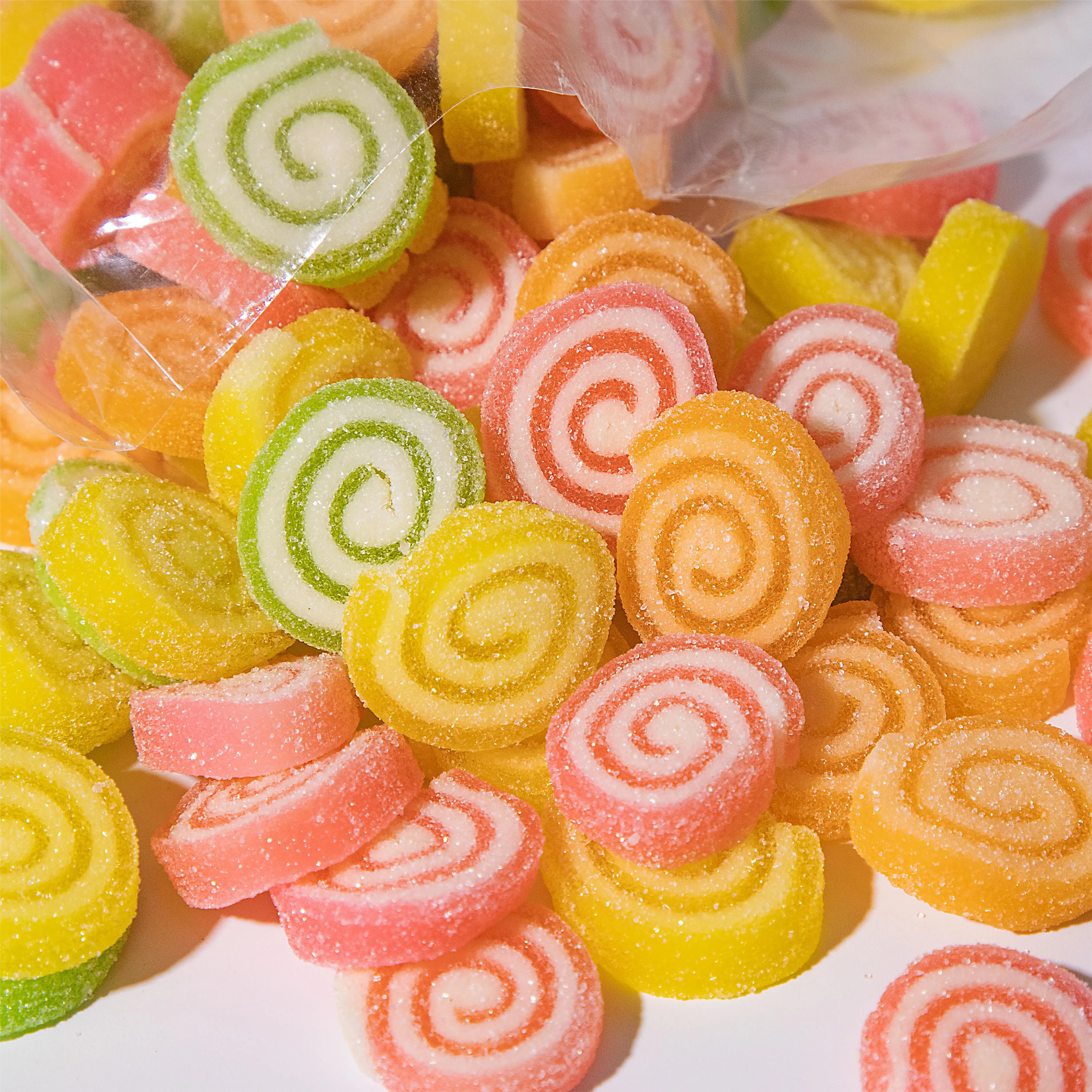 Wholesale Bulk Halal Sugar Coated Customized Circle Shaped Gummy Candy