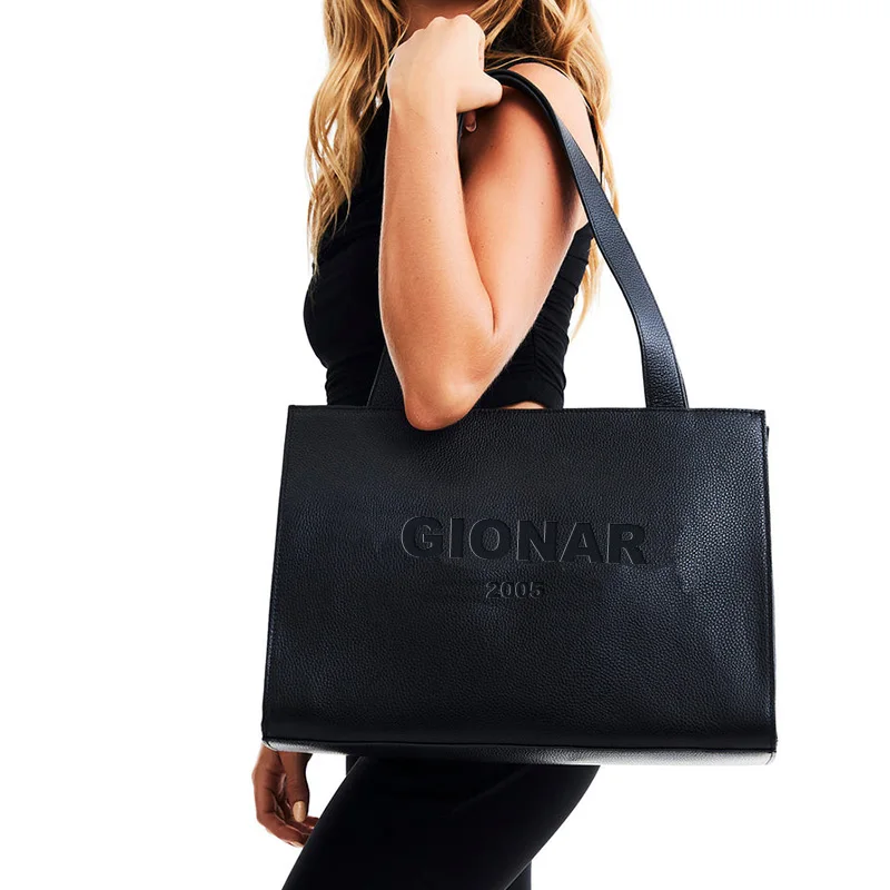 OEM Ladies Luxury Tote Genuine Leather High Quality Handbag Top Handle Hard Purse Big Women Tote Bag with Custom Embossed Logo