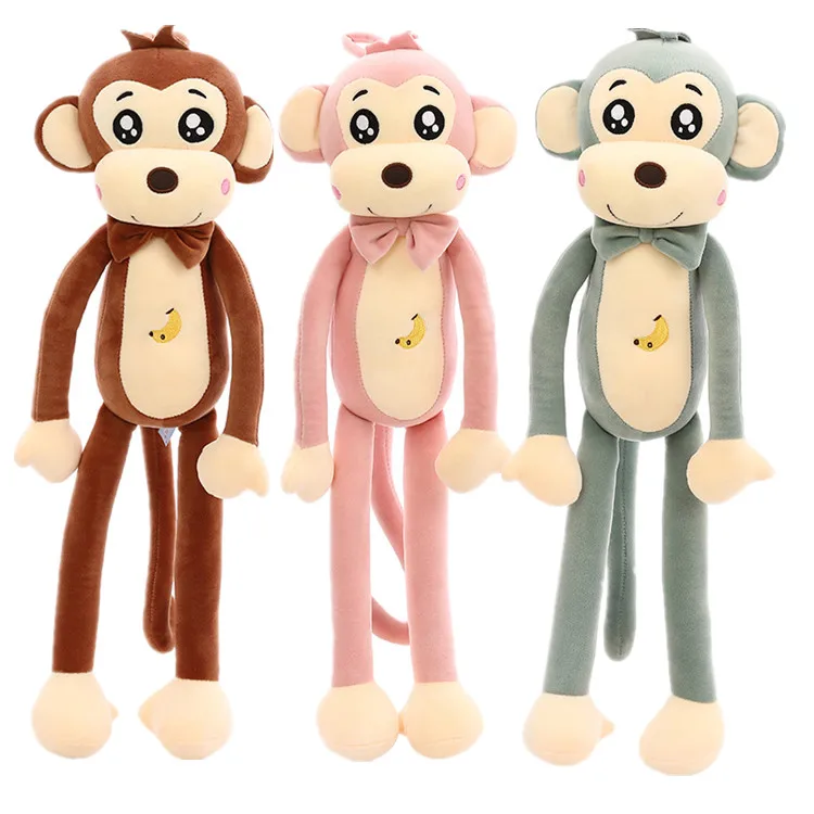 Customized Cute Monkey Stuffed Animal Large Pink Soft Monkey Plush Toy With Long Leg And Arms