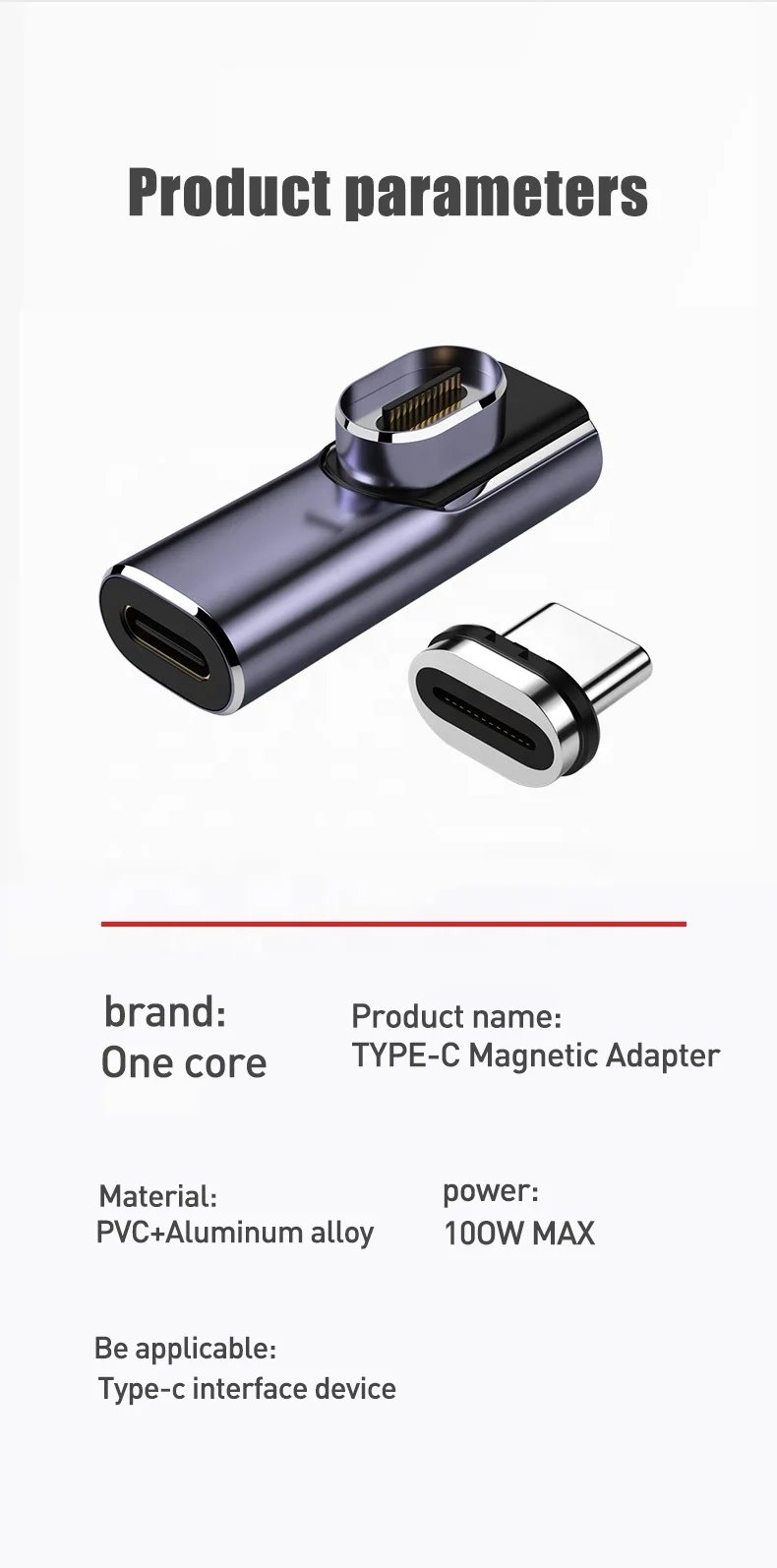 New USB Cable Magnetic Adapter 100W USB 4.0 Type C Magnetic Charger Connector For Phone USB C Device Fast Charging Converter