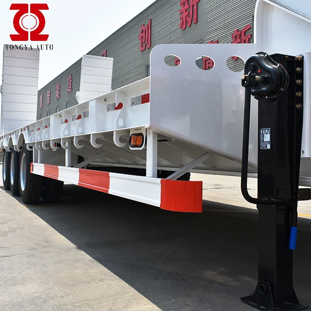 China Manufacture heavy duty 3 axle 60ton low bed truck trailer