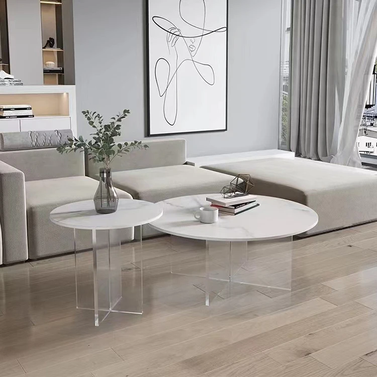 clear acrylic nail side coffee tables  round legs decoration center  wedding