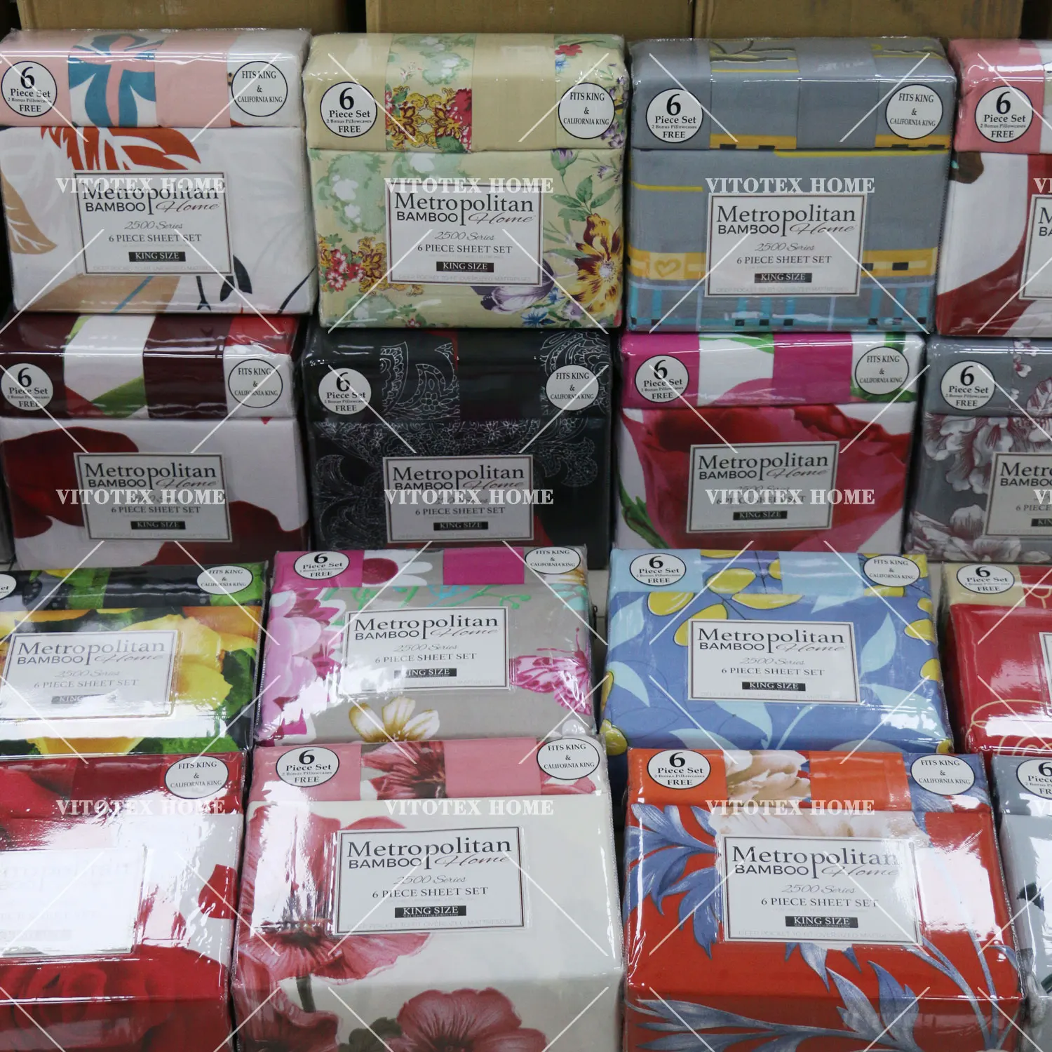 Factory Bed Sheet 6pc Modern Pattern Printed Bedding Sheet Set with 1 Flat & 1 Fitted Sheet with 4 Pillow