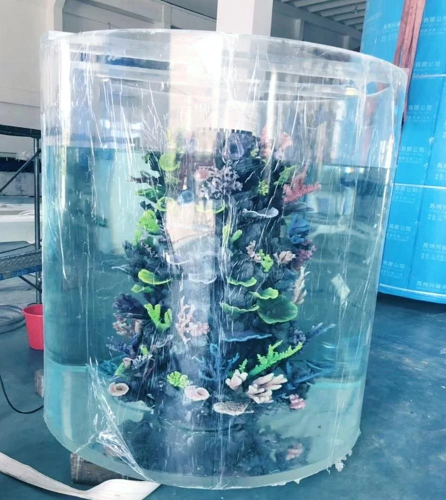 Cylindrical Acrylic Aquariums & Accessories Aquarium Oceanarium Project Sustainable Transparent any Sizes ISO9001:2015