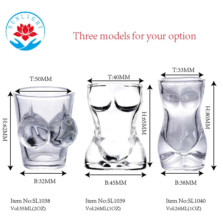 Factory  Price  Sexy Woman Shaped Beer Glass 26ML 55ML Female Body Shape Beer Glass With Custom Color