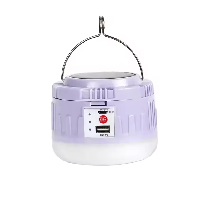 New Design Portable Cordless Charging Emergency Bulb  USB 30W 50W Solar Panel Powered Battery Rechargeable Emergency Light