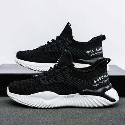 2021 Fashion New Designs Style Mesh Knitted outdoor shoe Breathable White Mesh Sports casual Shoes For Men