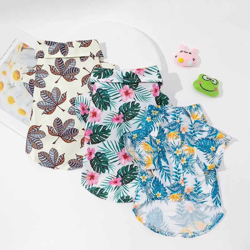 Wholesale Pet Dog Clothes T Shirt Fashion Luxury Cooling Small Summer Pet Cat Dog Hawaiian Clothes Shirt