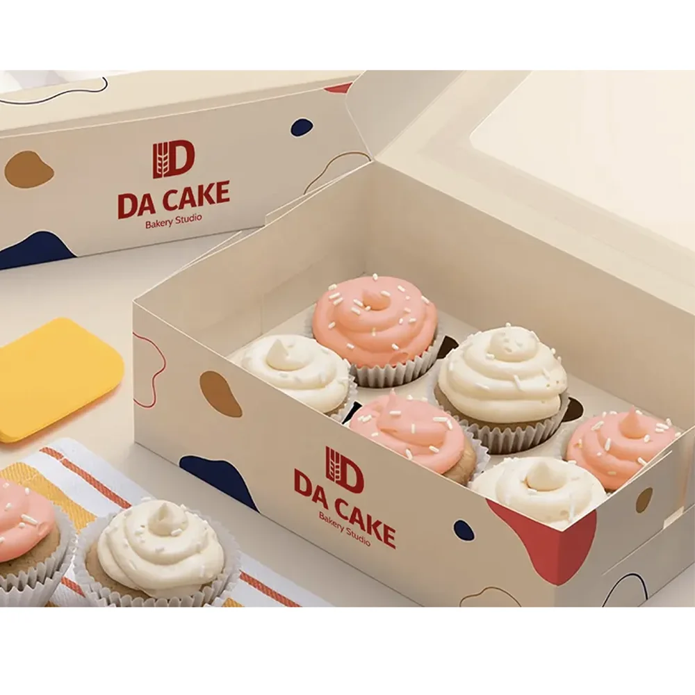 Wholesale Price Cardboard Paper Baking Packaging Cookie Mochi Donut Cake Box With Window