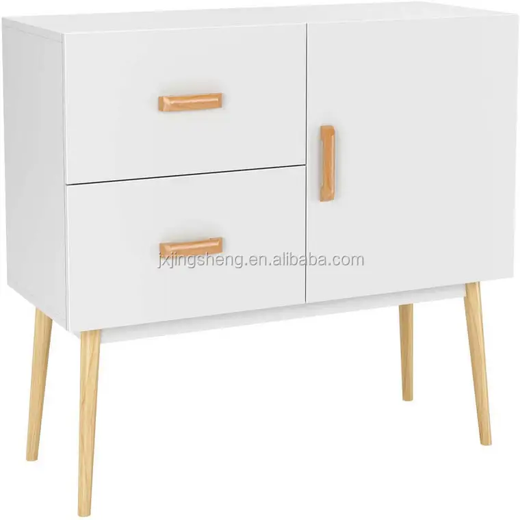 White Furniture Wood 2 Doors Media TV Stand Nordic Media Cabinet Storage Unit