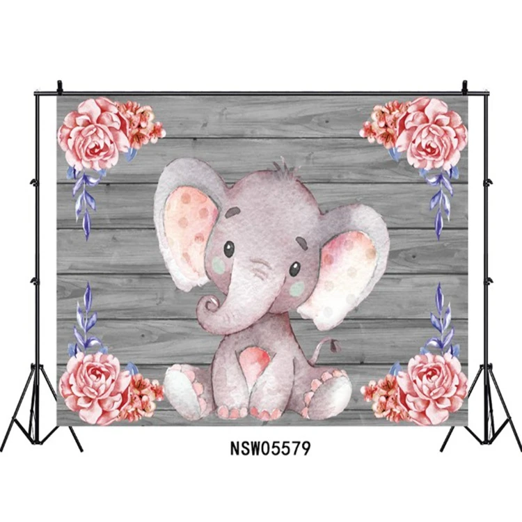 Elephant Baby Shower Backdrop Elephant Photography Background 7x5ft Elephant Birthday Party Banner Backdrops