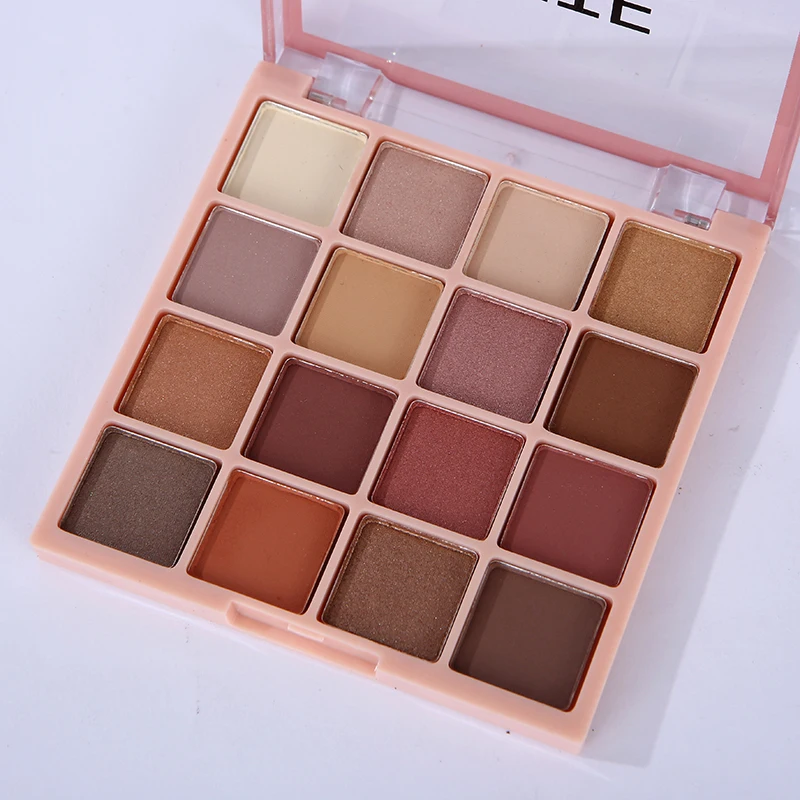 Fashion Eyeshadow Palette Pigmented Golden Silver Gray Yellow Brown 16 Colors Mineral Vegan Matte Eye Shadow Palette OEM Custom