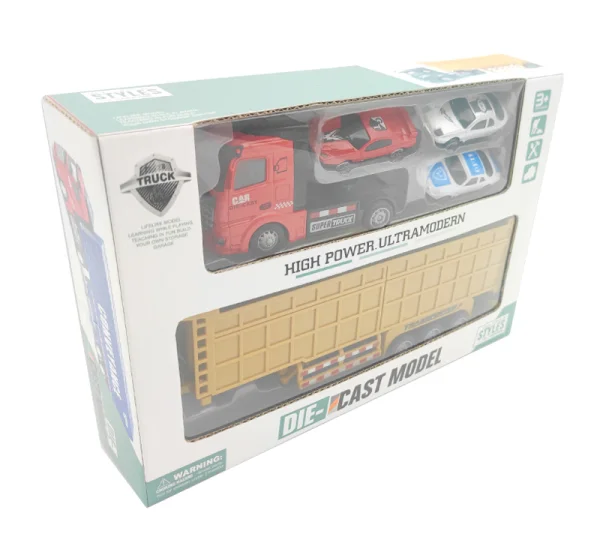 1:48 Scale Heavy Engineering Dump Truck metal Transport Container Die cast pull back Trailer Truck Toys for kids