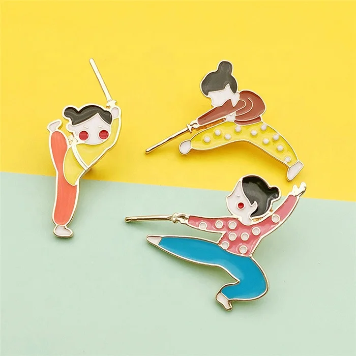 custom stars hua mulan soft enamel zinc alloy die cast metal badge