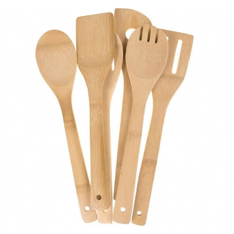 6 Pieces olive wooden kitchen spatula spoon cooking tools wooden spoon set for kitchen