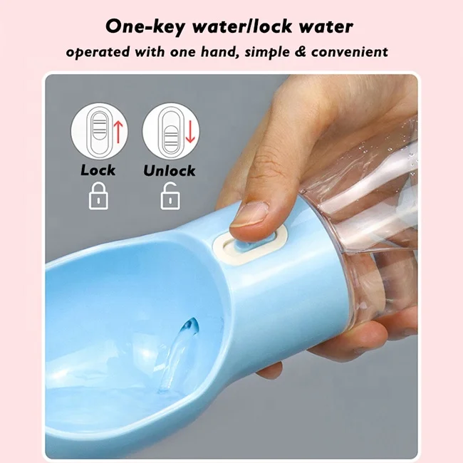 Outdoor Dog Drink Bottle Travel 4 In 1 Wide Mouth Plastic Portable Dog Water Bottle With Poop Bag