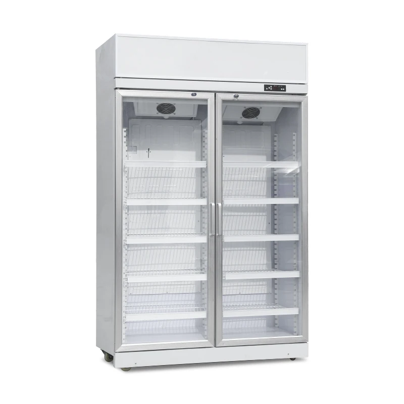 Commercial Supermarket Display Refrigerators Two Glass Door Beer Fridge Upright Beverage Cooler Freezer good price