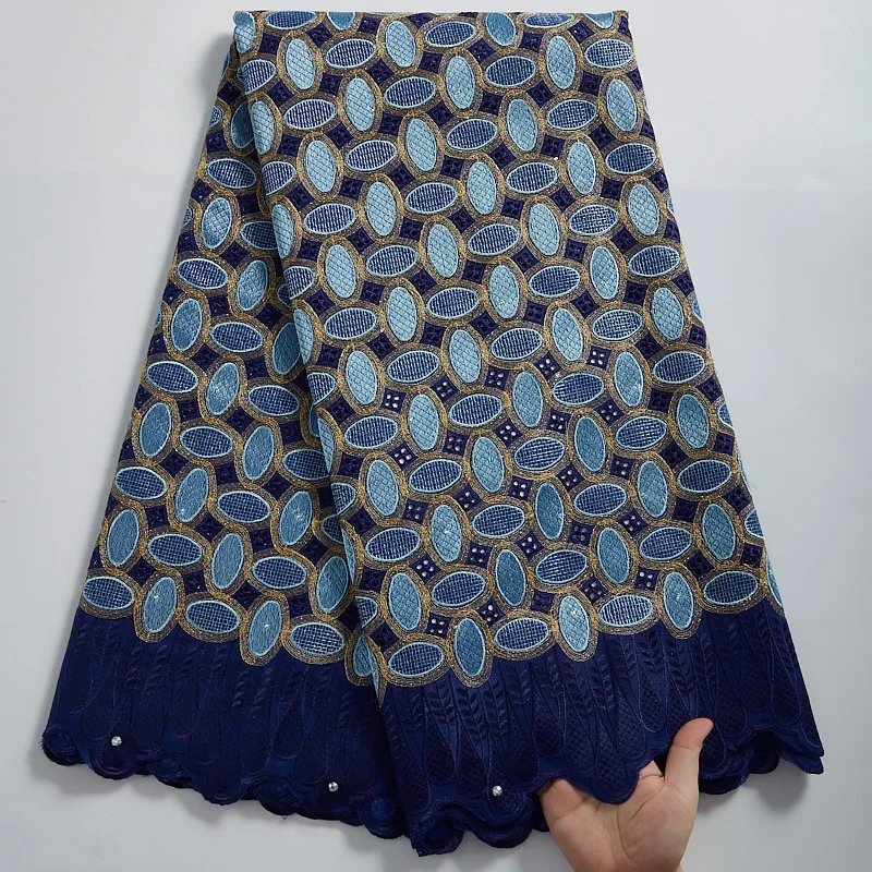 New Arrival african nigeria fabric beads embroidery cotton swiss voile lace fabric