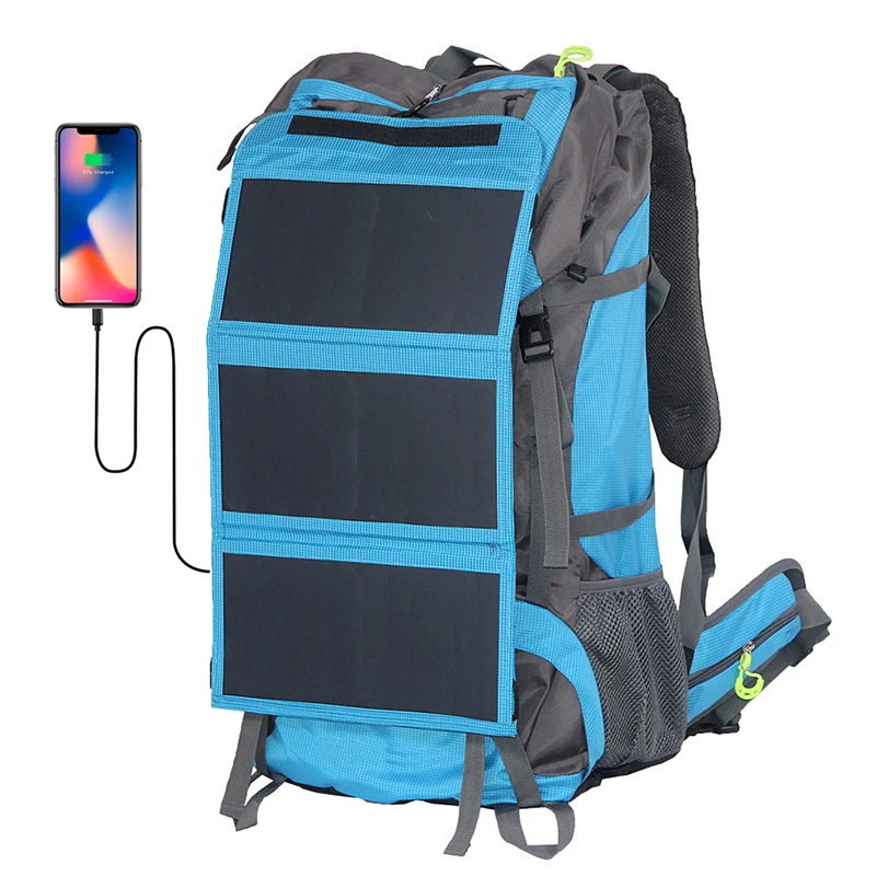 best selling solar panel backpack waterproof climbing bag 68L Hiking backpack with 20w Solar panel