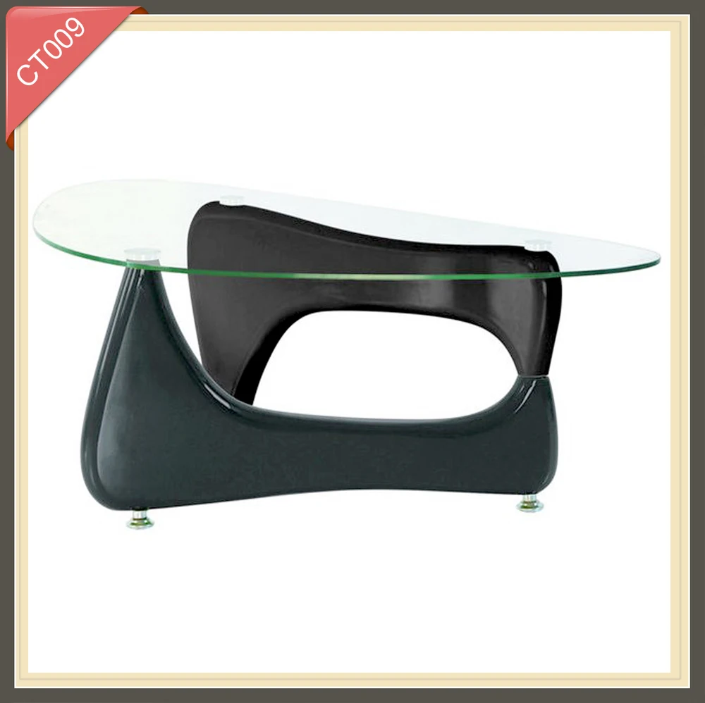 Triangle Glass Coffee Table MidCentury Modern End Table Solid Wood Base and Vintage Tempered Transparent Glass Top Coffee Tables