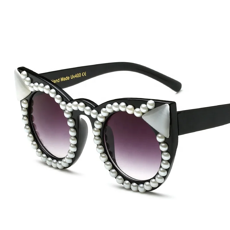 
Sinle sunglasses brand luxury OEM logo cat eye diamond sunglasses for women bling sunglasses rhinestone 