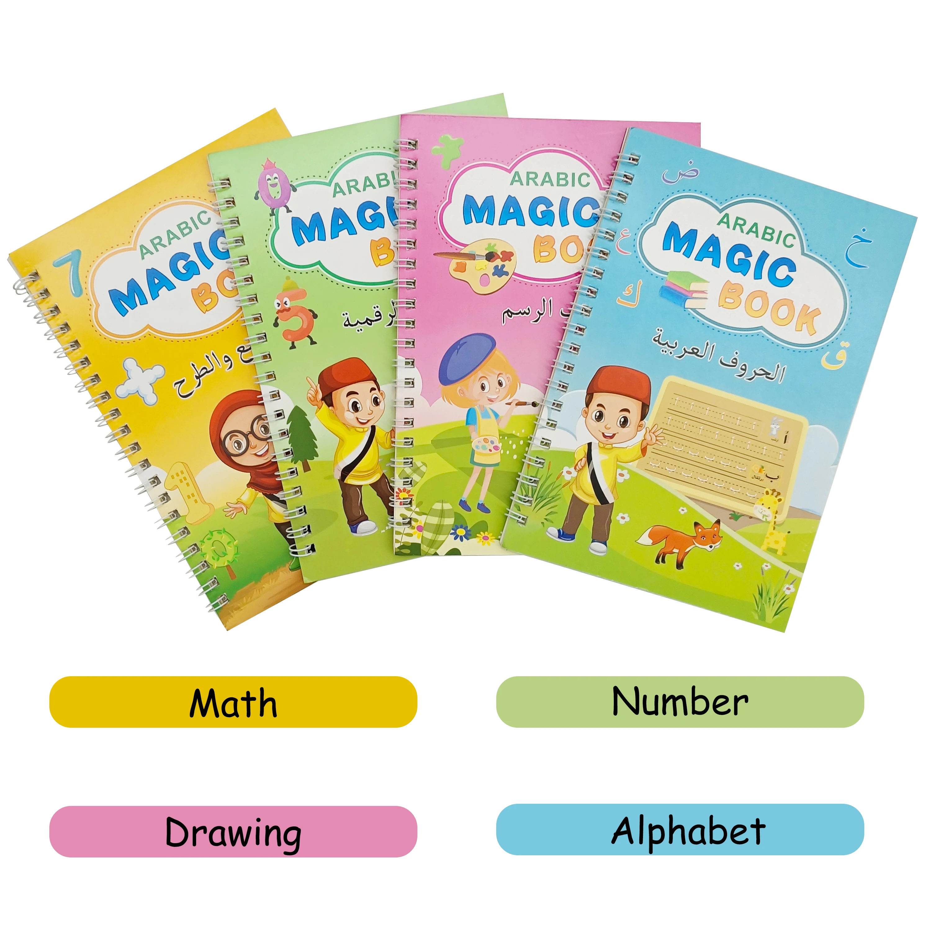 Arabic Magic Practice Copybook for Kids Reusable Handwriting English Calligraphy Magic Copybook