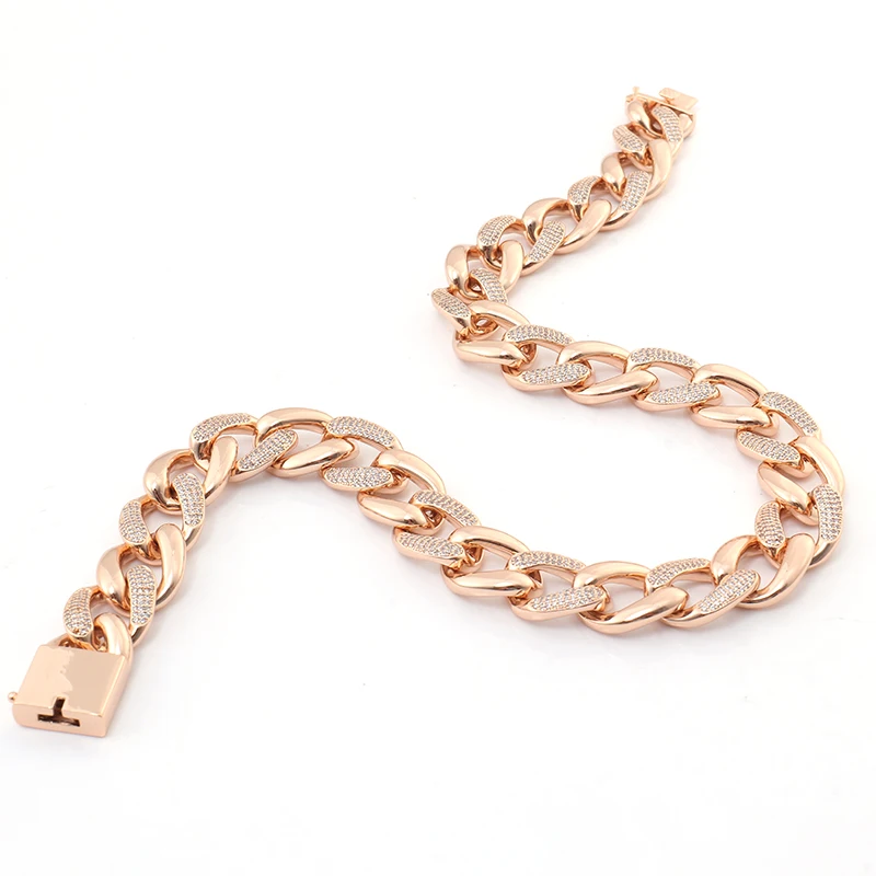  New arrival fashion 18inches long moissanite diamond iced out cuban chian hip hop jewelry