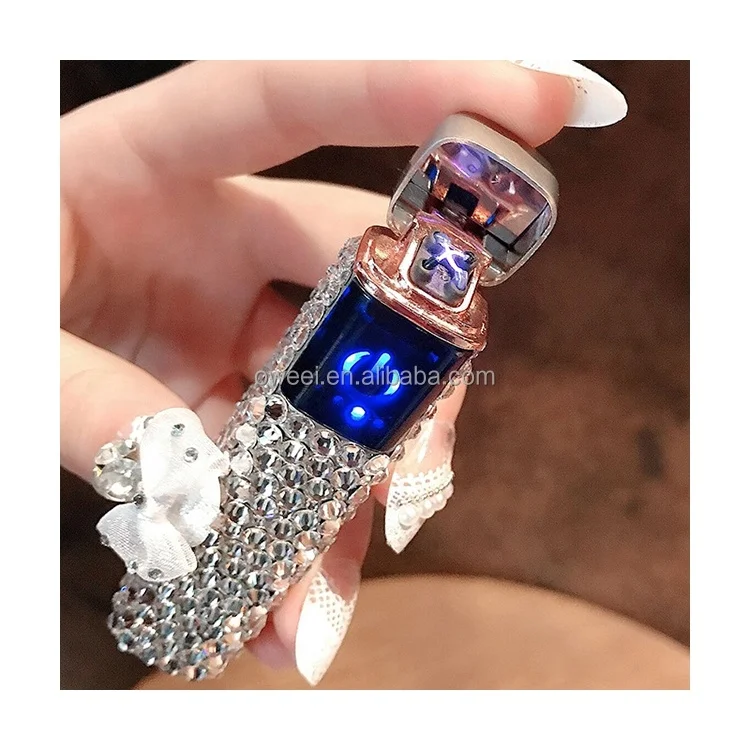 electronic Luxury Rhinestone USB Bling Diamond Windproof Lighter Turch Cigarette Cigerate rechargeable lighters