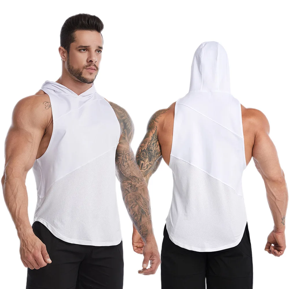 Sleeveless hoodie men Singlen Active Wear Tank Tops Training Tank Top For Mens Polyester Workout Singlets Training Clothing Vets