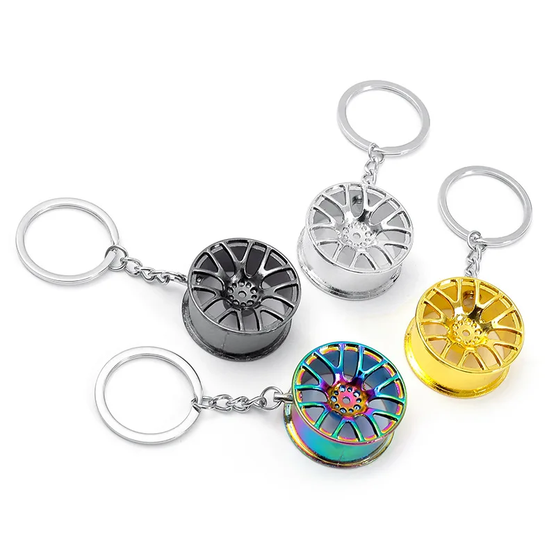 Creative gift car modified wheel hub metal key chain turbocharged advertising belt key ring ring pendant