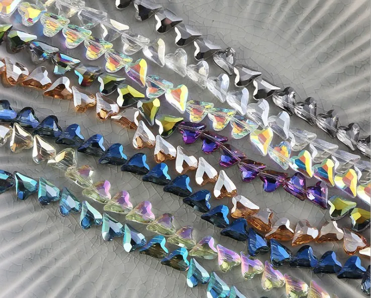 Glass beads manufacturers diy bracelet necklace jewelry accessories  Heart-shaped transparent crystal loose beads  Plating bead