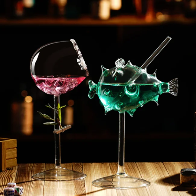 Hot Sale Bar Crystal Unique  Glasses for Cocktails Octopus Bird Shaped Drinking Glass Cup Creative Goblet Wine Glass