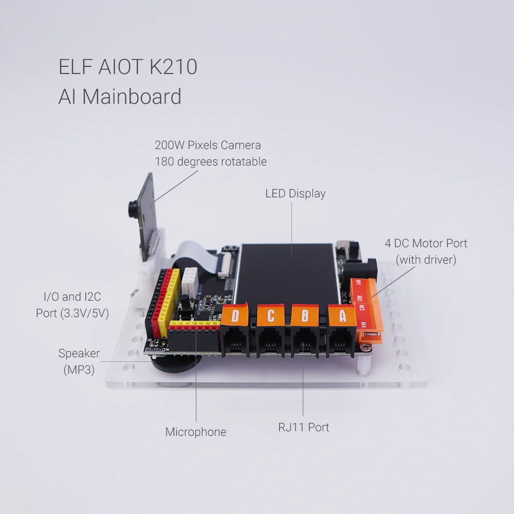 ELF AIOT K210  Mainboard Educational Machine Learning Vision Hearing Camera MP3 Sensor Kit Robot Development Board