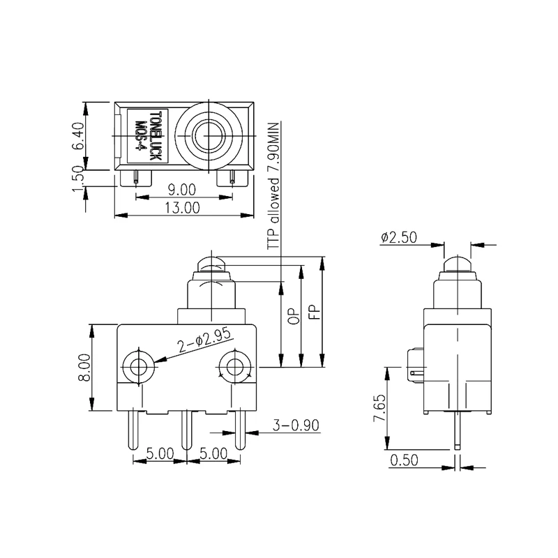 Toneluck MQS-42 2A 12VDC 2A 240VDC Mini IP67 Waterproof Snap Action Switch For Marquardt Microswitch Replacement