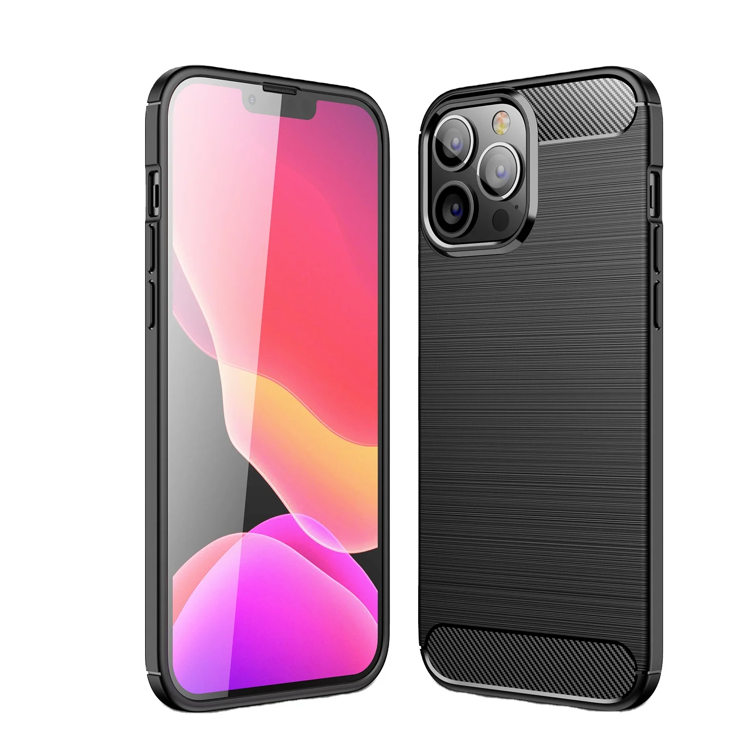 
 Flexible TPU Silicone Soft Carbon Fiber Anti-Scratch Shockproof Protective Case For iPhone 13 Pro Max 13 Mini 12Pro  