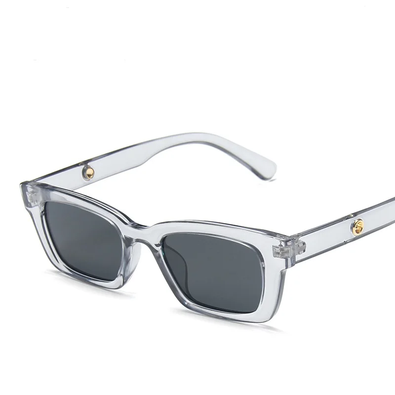 New trendy vintage small square frame metal hinge shine black internet celebrity woman sunglasses