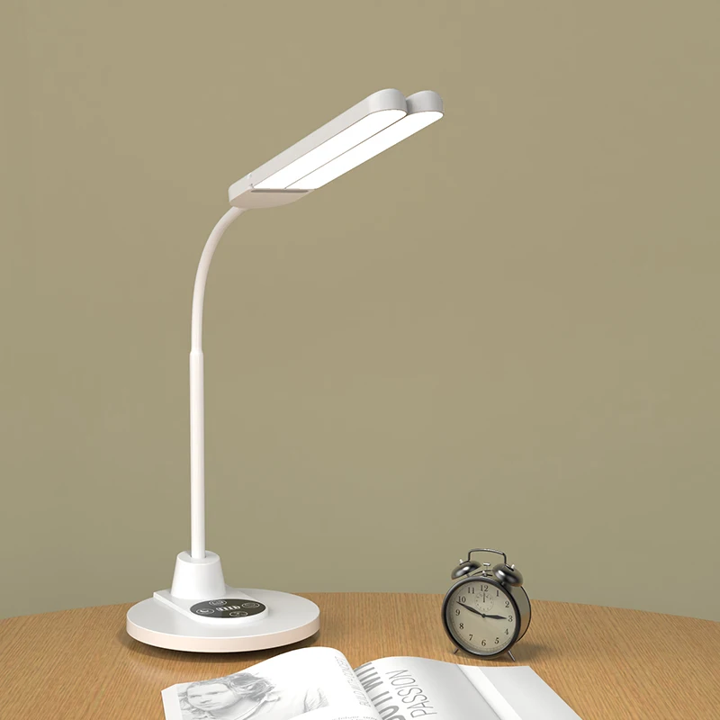 Double Head 360 Flexible Study Lamp Led Rechargeable Smart Usb Reading Desk Light Lamp For Work Hotel Office Home Table Lamps