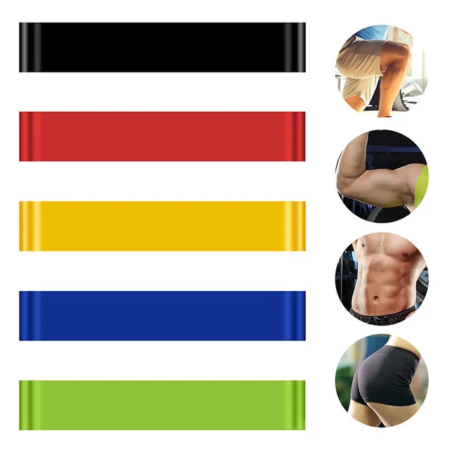 Strength Training Elastic TPE Workout Belt 5 pcs 1 set Yoga Fitness Resistance Bands