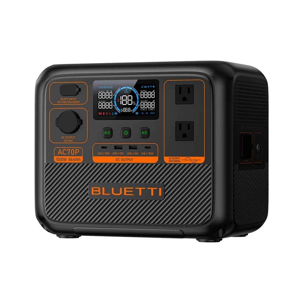 Bluetti AC70P 1000w Outdoor Portable Backup Power Stations For Home Outdoor Bivouac