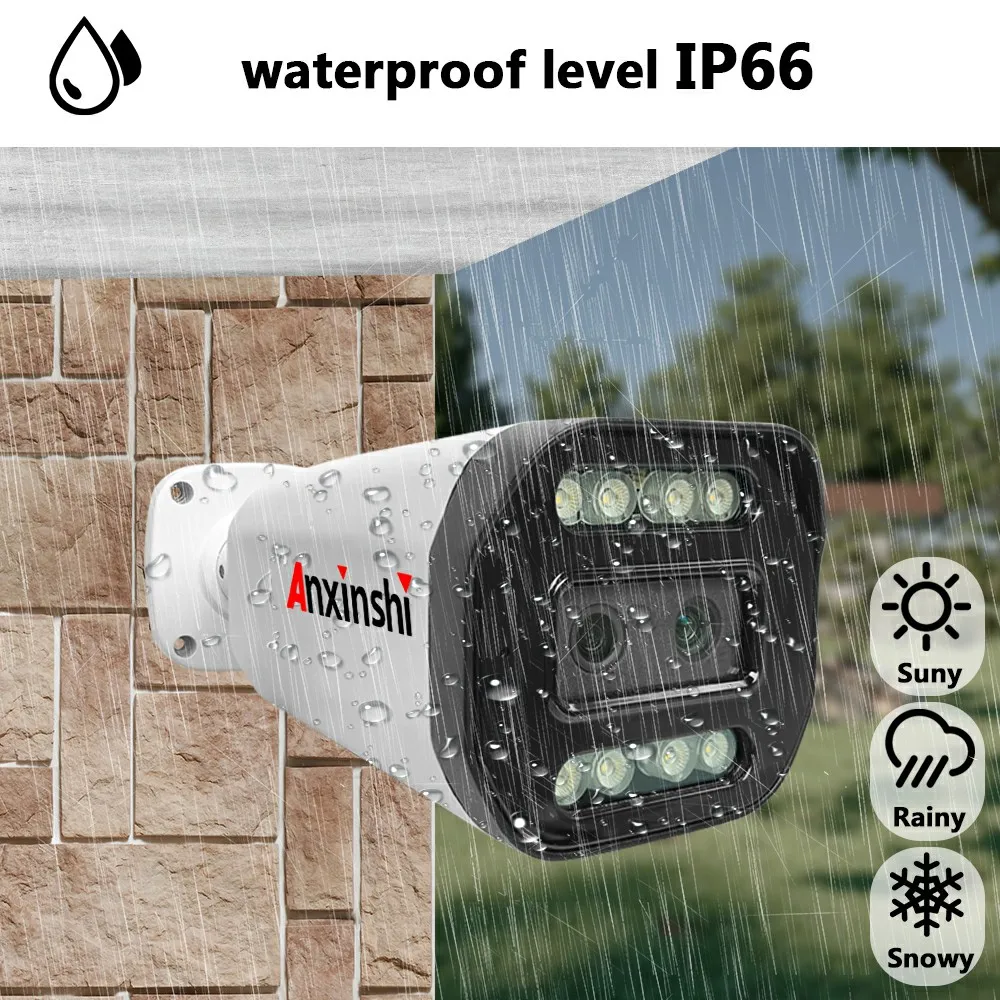 Anxinshi IP-камера H265 HD изображение POE двухобъективная металлическая камера с металлическим корпусом умная видеонаблюдения обнаружением человека