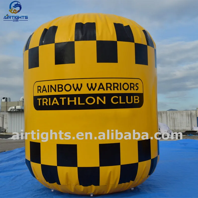 2m High Water Sports Race Marker, Custom Logo Printing Inflatable Cylinder Water Buoy