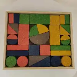 Non -Toxi colorful Cork Blocks Wooden Building Blocks Set in DIY Colors Intelligence Development Montessori Toy for Kids