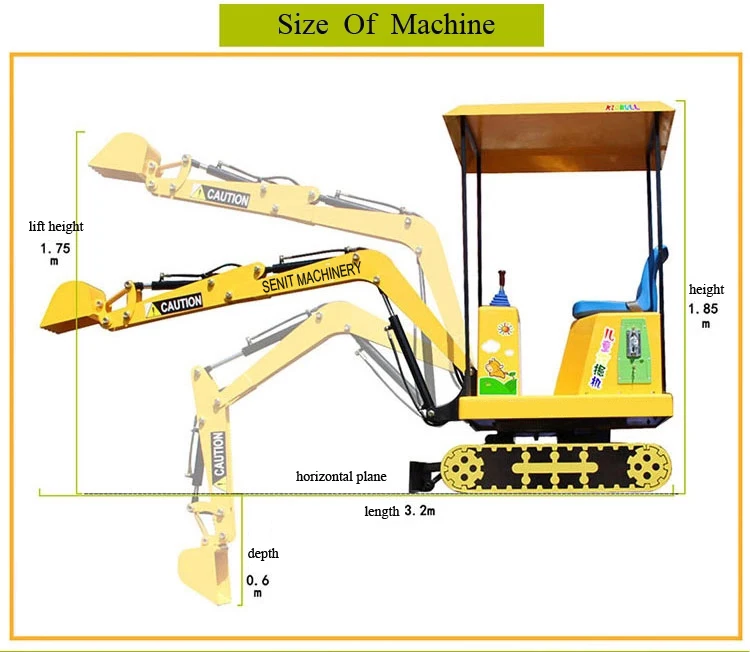 Amusement Park Indoor & Outdoor Coin Small mini toy excavator for kids